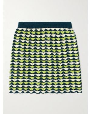 Escvdo Motupe Scalloped Crocheted Cotton Mini Skirt - Grün