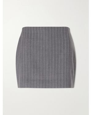 Valentino Garavani Striped Wool Mini Skirt - Gray