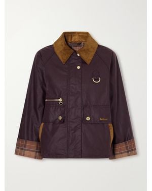 Barbour Cottingham Corduroy-Trimmed Waxed-Cotton Jacket - Purple