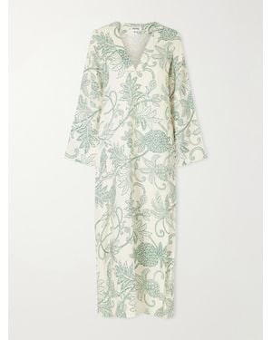 lemlem Theodora Printed Linen Maxi Dress - White