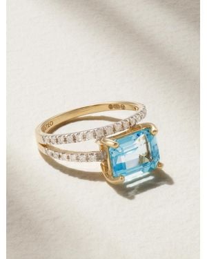 Mateo Point Of Focus 14-Karat, Topaz And Diamond Ring - Metallic
