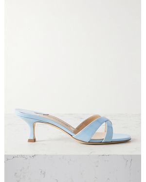 Manolo Blahnik Callamu 50 Patent-Leather Mules - White