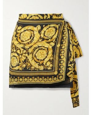 Versace Paréo En Voile De Coton Et De Soie Mélangés Imprimé - Métallisé