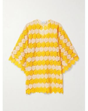 Miguelina Gianina Cotton Guipure Lace Kaftan - Yellow