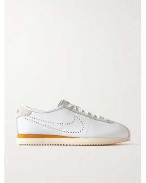 Nike Cortez Decon Suede-Trimmed Perforated Leather Sneakers - White