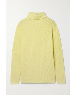 LAPOINTE Ribbed Cashmere And Silk-Blend Turtleneck Jumper - Yellow