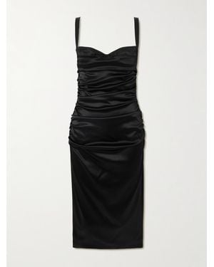Dolce & Gabbana Midikleid Aus Satin Mit Raffungen - Schwarz
