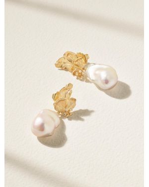 Ole Lynggaard Copenhagen Wild Rose Ohrringe Aus 18 Karat Mit Perlen Und Diamanten - Natur