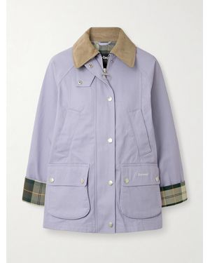 Barbour Beadnell Convertible Corduroy-Trimmed Cotton-Twill Jacket - Purple