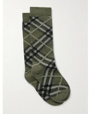 Burberry Checked Cotton-Blend Jacquard Socks - Grün
