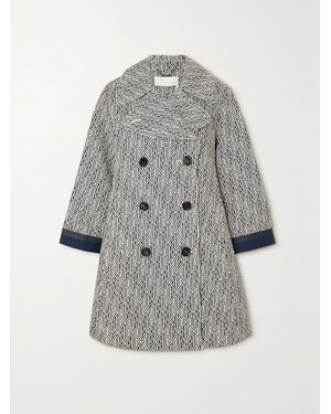 Chloé Double-Breasted Printed Cotton-Gabardine Coat - Gray