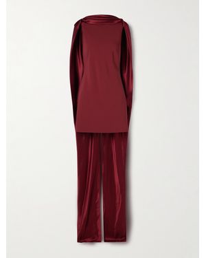 Danielle Frankel Mimi Cape-Effect Silk-Crepe And Satin Mini Dress - Red