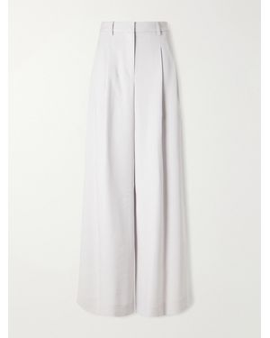 Twp Avery Stretch Wool-Crepe Wide-Leg Pants - White