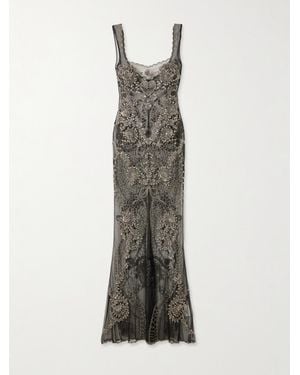 Clio Peppiatt Cora Embellished Tulle Gown - White