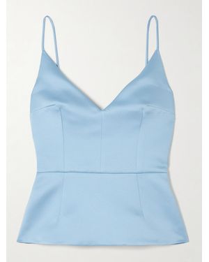 Emilia Wickstead Vero Duchesse-Satin Peplum Top - Blue