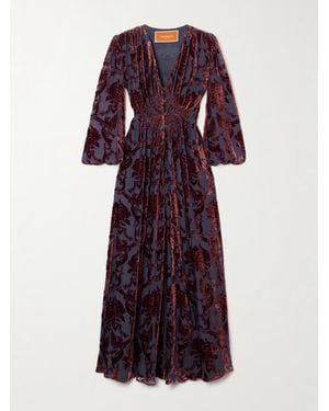 La DoubleJ Camerino Maxikleid Aus Devoré-Samt - Lila