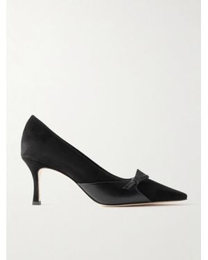 Manolo Blahnik Morcou 70 Pumps Aus Veloursleder Und Leder - Schwarz