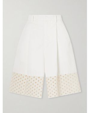 Marni Broderie Anglaise-Trimmed Cotton-Gabardine Shorts - White