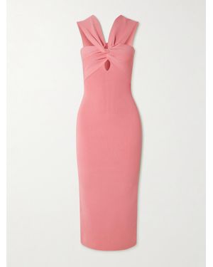 Cult Gaia Dawnette Cutout Knotted Ribbed-Knit Midi Dress - Pink