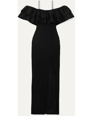 Rasario Ruffled Silk And Crepe Gown - Black