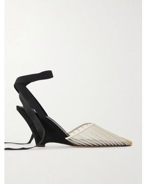 Jacquemus Les Espadrilles Grosgrain-Trimmed Mesh Wedge Pumps - Black