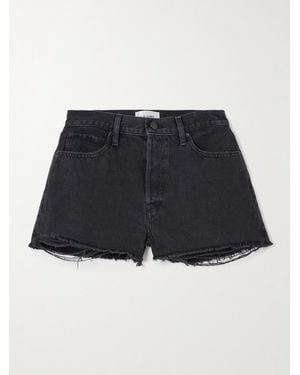 FRAME The Dare Jeansshorts Mit Fransen - Blau