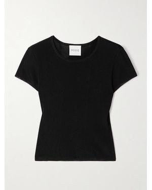 Posse Birdie Cropped Ribbed Jersey T-Shirt - Black