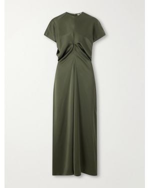TOTEME Draped Crepe Satin Maxi Dress - Green