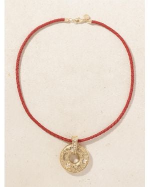 Marlo Laz Southwestern Donut 14-Karat, Diamond And Leather Necklace - Natural