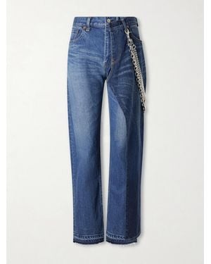 Junya Watanabe Embellished Paneled Mid-Rise Straight-Leg Jeans - Blue