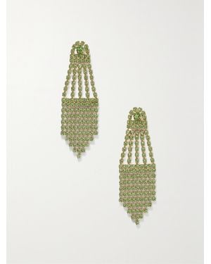 Oscar de la Renta Tone Crystal Earrings - Green