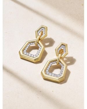 David Webb Uptown Ohrclips Aus Gehämmertem 18 Karat Und Platin Mit Diamanten - Natur