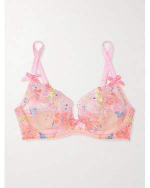 Agent Provocateur Rixie Bügel-Bh Aus Tüll Mit Stickereien, Spitzenbesätzen Und Schleifen - Pink