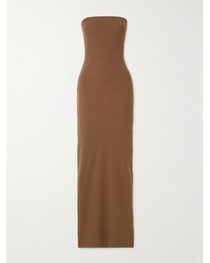 ÉTERNE Strapless Ribbed Stretch-Jersey Maxi Dress - Natural