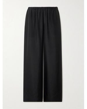 St. Agni Textured-Silk Wide-Leg Trousers - Black