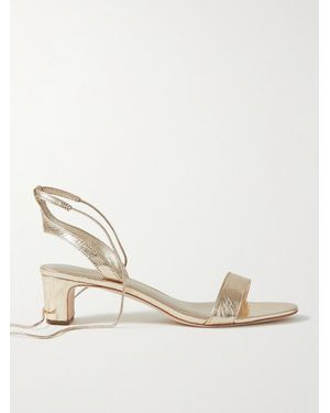 Loeffler Randall Net Sustain Jackie Metallic Crinkled-Leather Sandals - Natural