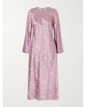 Veronica Beard Gemma Floral-Print Silk-Blend Satin Maxi Dress - Pink