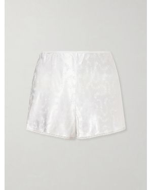 Doen Loren Floral Lenzing Ecovero-Blend Satin-Jacquard Shorts - White