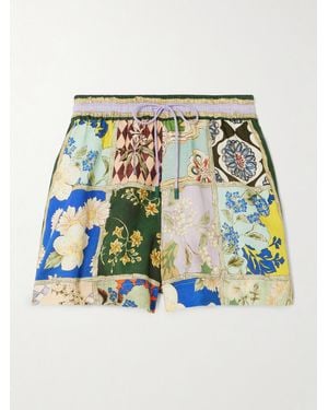 ALÉMAIS Bianca Shorts Aus Bedrucktem Leinen - Blau