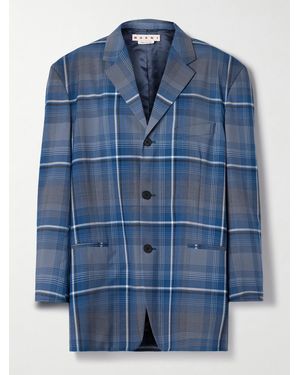 Marni Oversized-Blazer Aus Kariertem Webstoff - Blau
