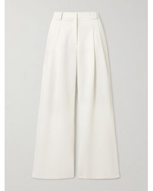 St. Agni Pleated Wool-Blend Twill Wide-Leg Trousers - White