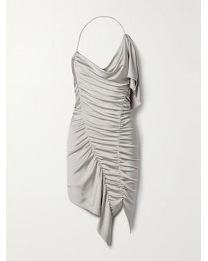 Et Ochs Autumn Asymmetric Gathered Satin-Jersey Mini Dress - Grey