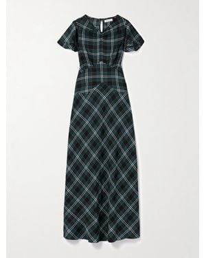 Doen Seraphine Midikleid Aus Kariertem Baumwoll-Twill - Grün