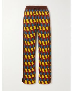 La DoubleJ Jacquard-Knit Cotton-Blend Track Trousers - Yellow