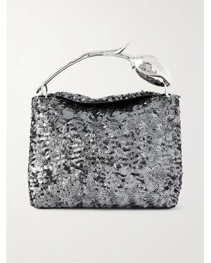 Erdem Sequined Satin Clutch - Grey