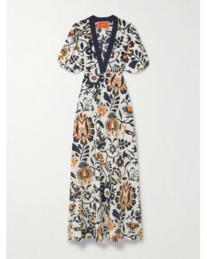 La DoubleJ Marlene Printed Silk-Crepe Maxi Dress - White