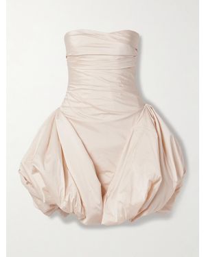 Danielle Frankel Rachel Strapless Gathered Silk-Taffeta Mini Dress - Natural