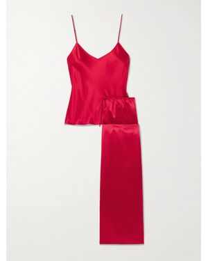 Olivia Von Halle Bliss Silk-Satin Pajama Set - Red