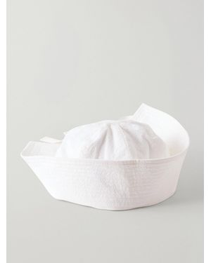 Les Vacances d'Irina Sailor Grosgrain-Trimmed Cotton Sailor Hat - White