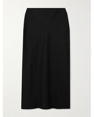 Saloni Carine-B Linen Midi Skirt - Black